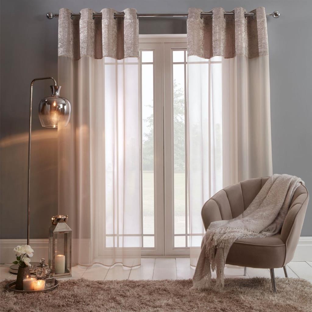 Scnecvp Eyelet Curtain Crushed Velvet Voile Natural